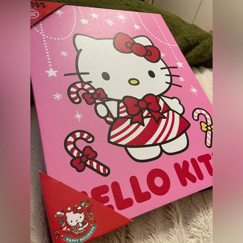 NWT Hello Kitty Sanrio Candy Cane Christmas Wall Art